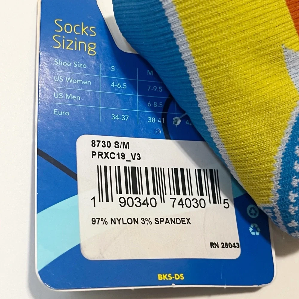 NWT Brooks Pacesetters Running Socks | Blue Yellow Green | S/M